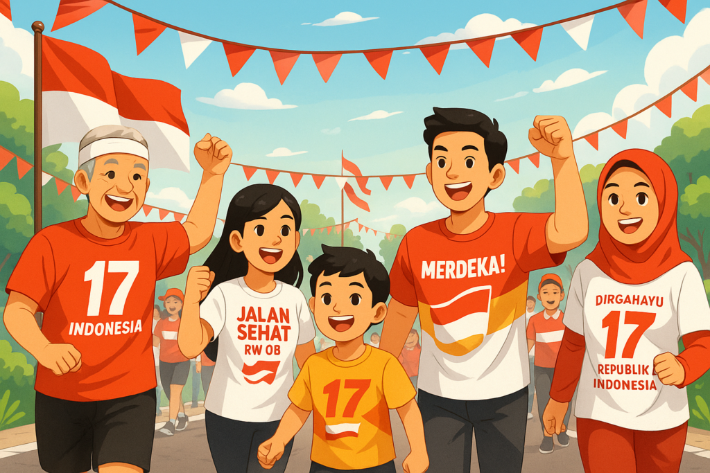 sablon kaos hari kemerdekaan jalan sehat